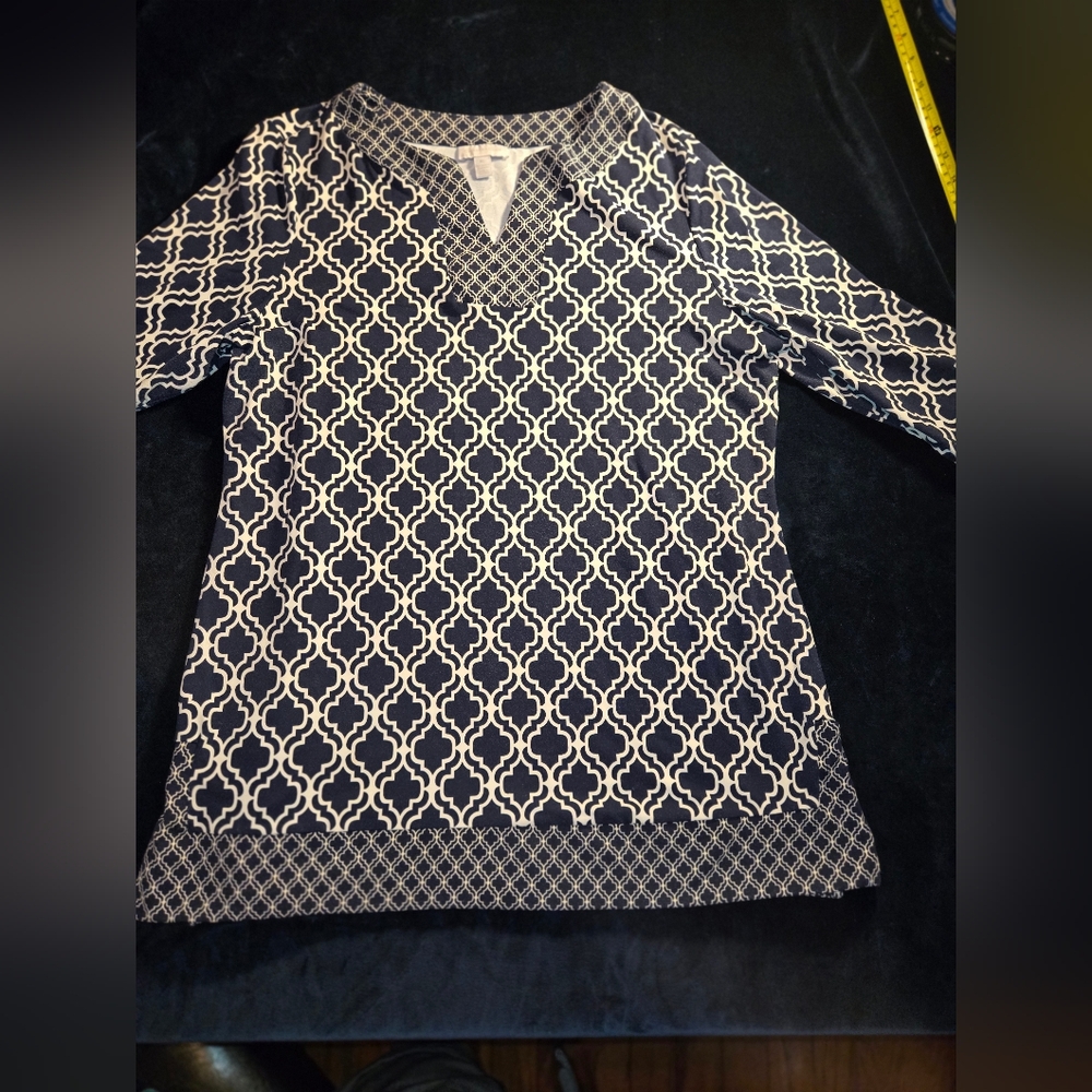 Charter Club Tunic Top. Blue And White. Size XL